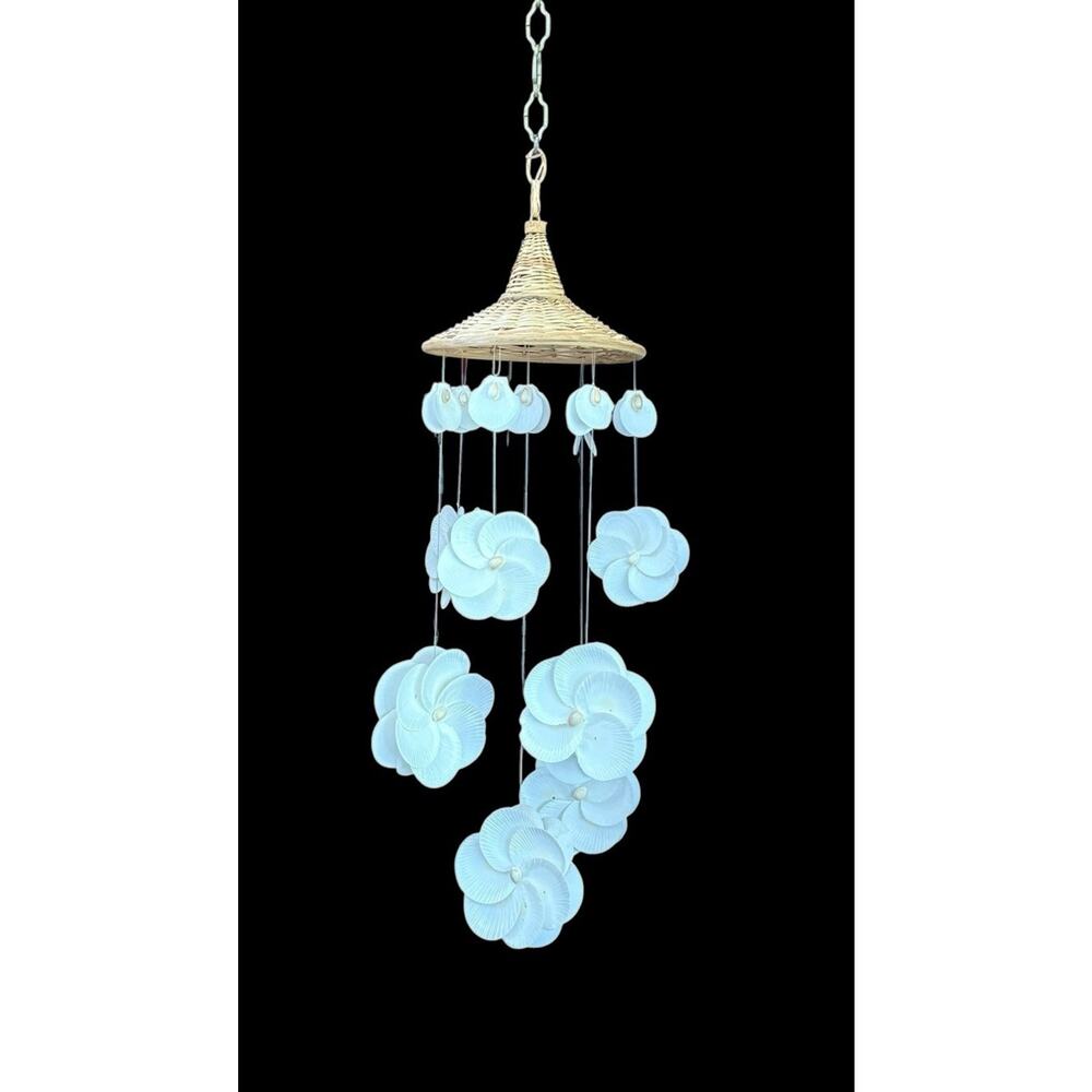 Vintage Seashell Wind Chime Chandelier Hanging Mobile Boho Coastal Décor Read